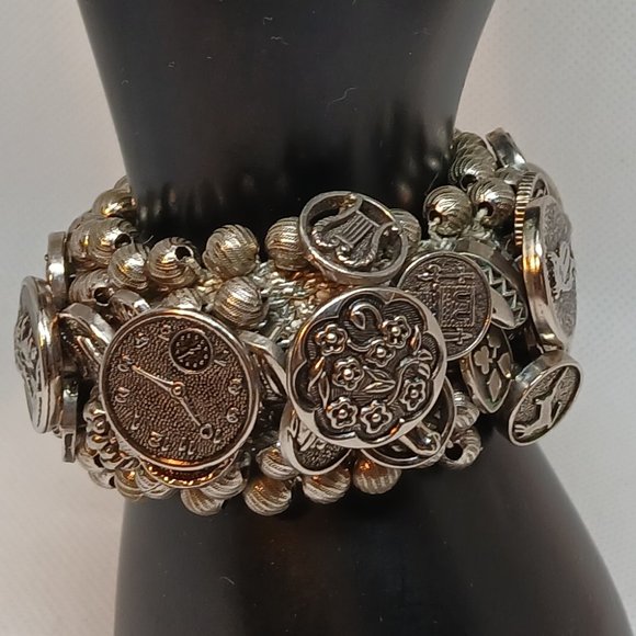 Vintage Retro Reproduction Aestetic Revival Elastic Band Button Bracelet #2W - Picture 14 of 14